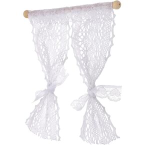Toyvian Miniature Lace Curtain for Dollhouse, Tiny House Window Accessory, Diy Crafting and Photo Prop, Miniature Lace Drapes 1:12 Scale, Elegant Design for Mini House Decor