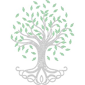 SUPERDANT Tree of Life Rhinestone Iron on Hotfix Transfer Green Leaves Crystal Rhinestone Heat Transfer Decal for Clothing T-Shirt Vest Shoes Hat Jacket Decor Clothing DIY Accessories