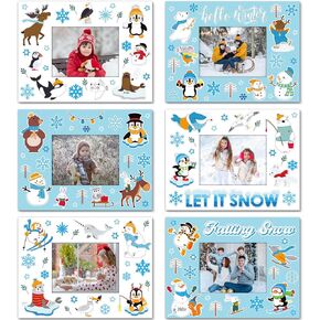 Capoda 24 Pack Winter Picture Craft Kits, Snow DIY Paper Photo Frames Craft for Kids, Falling Snow Craft for Kids Home School Game Activities Winter Christmas Party Favors, 6.3 x 4.7 Inches (Fresh)