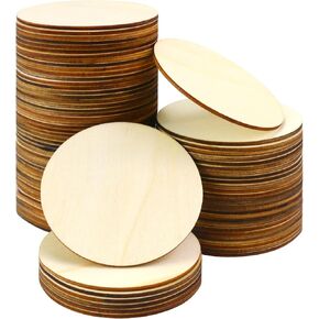 اف اس دبليو سي سي كيه دوائر خشبية غير مكتملة مقاس 3 انش من 85 قطعة، قرص دائري بسمك 0.1 انش، دوائر خشبية دائرية فارغة للحرف اليدوية والرسم وقواعد الاكواب وديكور المنزل والتلطيخ in Kuwait