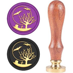 CRASPIRE Wax Seal Stamp Moon Retro Sealing Wax Stamp with Removable 25mm Brass Head and Wooden Handle for Wedding Invitation Envelope Card Package Decoration