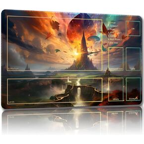 Playmat for MTG, with Free Storage Bags,Game Mat 24 x 14 inches, TCG and Board Game Mat for Cards,Mousepad Desk Mats (Cat 2-Auxiliary Combat)