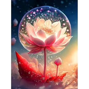 BOHUAYI مجموعات الطلاء الماسي للبالغين، طلاء يدوي 5D بالأرقام للبالغين المبتدئين، لوحات فنية بنقاط الماس الحفر الكامل DIY لديكور جدار المنزل 11.8 × 15.7 بوصة (لوتس جميلة) in Kuwait