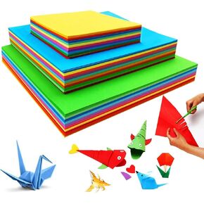 Origami Paper Square Colour Fold Craft Paper for Kids DIY Arts and Crafts Projects, 3 Sizes 10 Vivid Colors, 600 Sheets