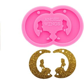 Super Glossy Moon Mermaid Silicone Mold Earring Epoxy Craft Silicone Molds Clay Mould DIY Necklace Jewelry Making Silicone Epoxy Molds Size S