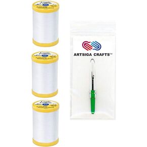 Coats & Clark Sewing Thread General Purpose Pure Egyptian Cotton Thread 225 Yards (3-Pack) White Bundle with 1 Artsiga Crafts Seam Ripper S970-0100-3P in Saudi Arabia