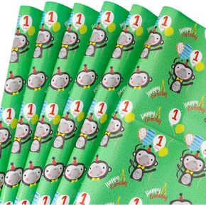 LeZakaa 5th Birthday Wrapping Paper Sheets - Little Boy with Batman Suit in White Design - Perfect for Boys, Kids, Gift Wrapping - 27.5 x 19.6 inches - 6 Sheets (22.4 sq.ft.ttl.)
