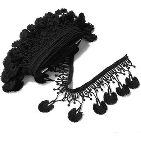 5 Yards Lace Trim with Tassel, 8cm wide, Black, DIY Sewing Applique Craft in Kuwait