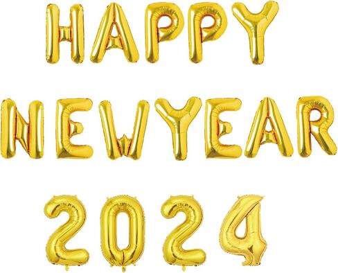 Happy New Year Decorations 2024 Set -Happy New Year Banner, Gold 2024 Balloons,New Years Eve Party Supplies 2024 in Kuwait