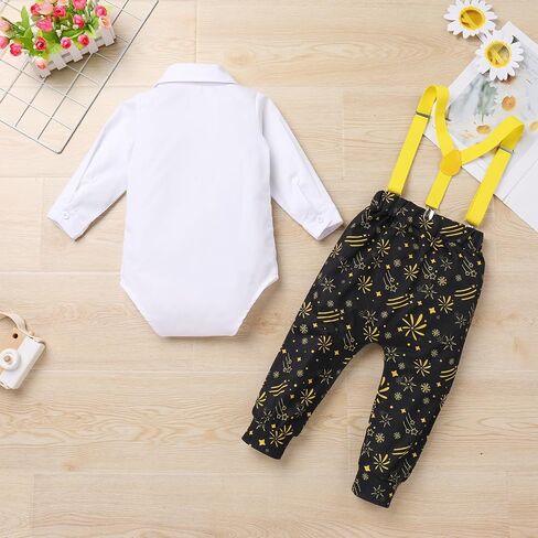 IBTOM CASTLE Baby Boy Winter Snowflake 1st Birthday Outfits Cake Smash Romper & Long Pants & Suspenders & Crown Photo Props in Saudi Arabia