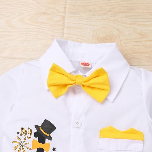 IBTOM CASTLE Baby Boy Winter Snowflake 1st Birthday Outfits Cake Smash Romper & Long Pants & Suspenders & Crown Photo Props in Saudi Arabia