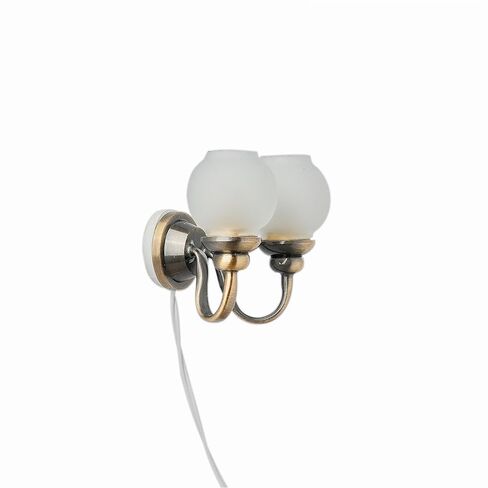 1:12 مقياس دمية 12 فولت الشمعدان الجدار المزدوج، قاعدة معدنية الزجاج الظل مع المكونات in Kuwait