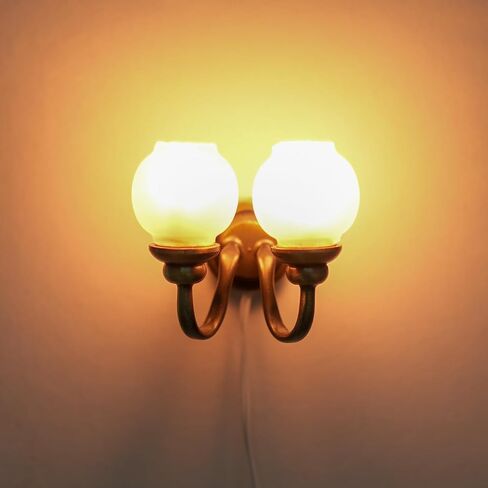 1:12 مقياس دمية 12 فولت الشمعدان الجدار المزدوج، قاعدة معدنية الزجاج الظل مع المكونات in Kuwait