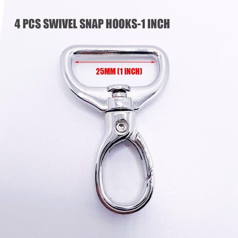 مشبك سلسلة مفاتيح مع حلقة على شكل حرف D للمحفظة، مشابك مخلب جراد البحر، 4 قطع خطافات مشبك دوارة، حلقات بيضاوية معدنية، خطافات مشبك، حقيبة أدوات صناعة الإكسسوارات - فضي، 2.54 سم in Kuwait