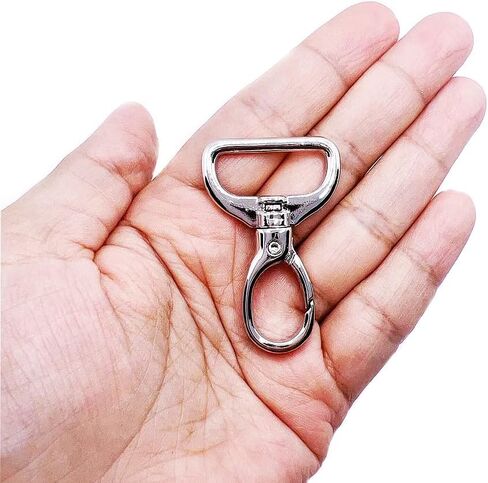 مشبك سلسلة مفاتيح مع حلقة على شكل حرف D للمحفظة، مشابك مخلب جراد البحر، 4 قطع خطافات مشبك دوارة، حلقات بيضاوية معدنية، خطافات مشبك، حقيبة أدوات صناعة الإكسسوارات - فضي، 2.54 سم in Kuwait