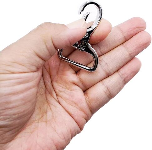 مشبك سلسلة مفاتيح مع حلقة على شكل حرف D للمحفظة، مشابك مخلب جراد البحر، 4 قطع خطافات مشبك دوارة، حلقات بيضاوية معدنية، خطافات مشبك، حقيبة أدوات صناعة الإكسسوارات - فضي، 2.54 سم in Kuwait