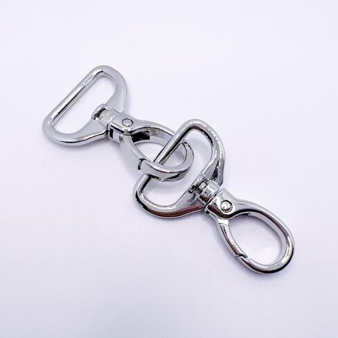 مشبك سلسلة مفاتيح مع حلقة على شكل حرف D للمحفظة، مشابك مخلب جراد البحر، 4 قطع خطافات مشبك دوارة، حلقات بيضاوية معدنية، خطافات مشبك، حقيبة أدوات صناعة الإكسسوارات - فضي، 2.54 سم in Kuwait