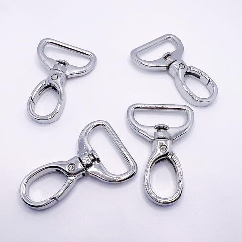 مشبك سلسلة مفاتيح مع حلقة على شكل حرف D للمحفظة، مشابك مخلب جراد البحر، 4 قطع خطافات مشبك دوارة، حلقات بيضاوية معدنية، خطافات مشبك، حقيبة أدوات صناعة الإكسسوارات - فضي، 2.54 سم in Kuwait