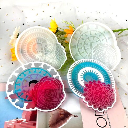 قوالب راتنجات كوستر، قطعتان من قوالب كوستر الطنان لصب الراتنج، قوالب سيليكون كوستر للراتنج، قوالب راتنجات الإيبوكسي لصنع الأكواب، سجادات أكواب DIY، أعمال فنية من الراتنج وديكور المنزل in Kuwait