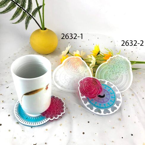 قوالب راتنجات كوستر، قطعتان من قوالب كوستر الطنان لصب الراتنج، قوالب سيليكون كوستر للراتنج، قوالب راتنجات الإيبوكسي لصنع الأكواب، سجادات أكواب DIY، أعمال فنية من الراتنج وديكور المنزل in Kuwait