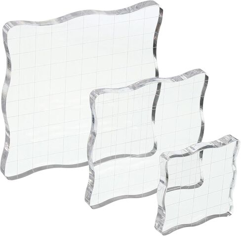 PATIKIL Acrylic Stamp Block, 3 Pack Clear Stamping Block with Grid Lines Decorative Mounting Blocks Set Wave for Scrapbooking DIY Crafts Card Making in Saudi Arabia