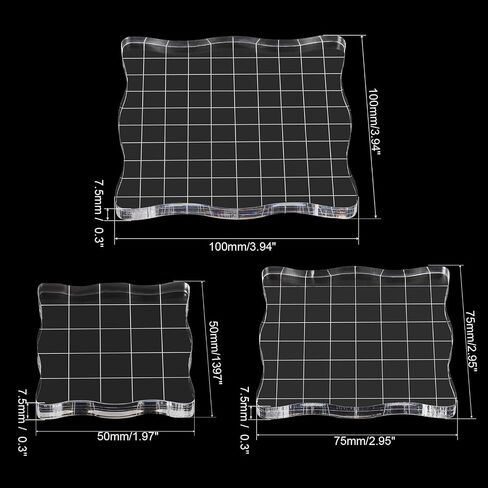 PATIKIL Acrylic Stamp Block, 3 Pack Clear Stamping Block with Grid Lines Decorative Mounting Blocks Set Wave for Scrapbooking DIY Crafts Card Making in Saudi Arabia