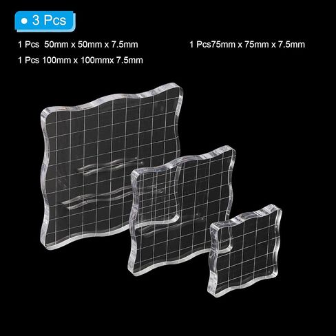 PATIKIL Acrylic Stamp Block, 3 Pack Clear Stamping Block with Grid Lines Decorative Mounting Blocks Set Wave for Scrapbooking DIY Crafts Card Making in Saudi Arabia