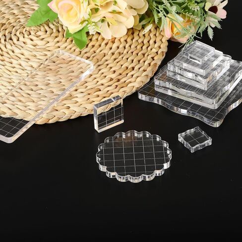 PATIKIL Acrylic Stamp Block, 3 Pack Clear Stamping Block with Grid Lines Decorative Mounting Blocks Set Wave for Scrapbooking DIY Crafts Card Making in Saudi Arabia