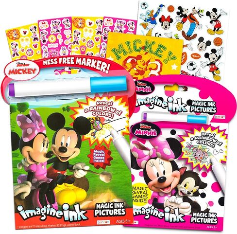Disney Minnie Mouse and Mickey Mouse Imagine Ink Book Super Set (Bundle Includes Over 100 Stickers and Mess-Free Marker) in Saudi Arabia