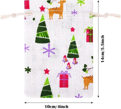 35 Pieces Small Christmas Drawstring Gift Bags Christmas Candy Treat Bags 4 x 5.5 Inch Reusable Burlap Bags for Xmas Holiday Party Supplies in Saudi Arabia