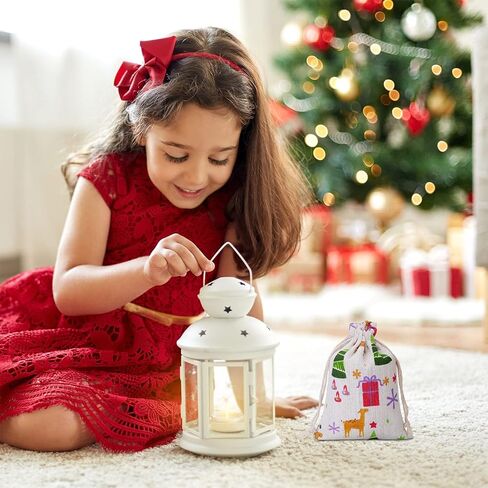 35 Pieces Small Christmas Drawstring Gift Bags Christmas Candy Treat Bags 4 x 5.5 Inch Reusable Burlap Bags for Xmas Holiday Party Supplies in Saudi Arabia