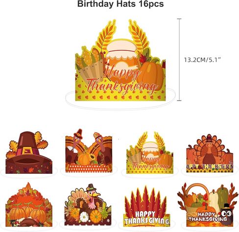 32 قطعة من قبعة ورق الديك الرومي لعيد الشكر والنظارات الورقية وعصابات رأس ونظارات عيد الشكر على شكل قرع تركيا وخشب القيقب وحفلات عيد الشكر للأطفال والكبار وإكسسوارات حفلات عيد الشكر in Kuwait