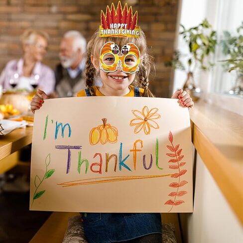 32 قطعة من قبعة ورق الديك الرومي لعيد الشكر والنظارات الورقية وعصابات رأس ونظارات عيد الشكر على شكل قرع تركيا وخشب القيقب وحفلات عيد الشكر للأطفال والكبار وإكسسوارات حفلات عيد الشكر in Kuwait