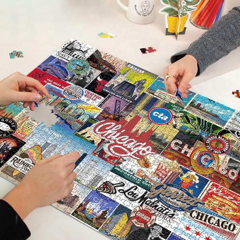 United States Chicago Puzzles for Adults 1000 Pieces,USA Travel Landscape Scenic Jigsaw Puzzles for Adults,Chicago Themed Jigsaw Puzzles Scenery Landmarks in Saudi Arabia