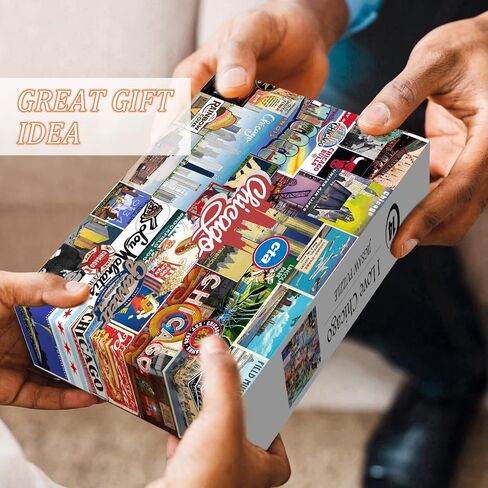 United States Chicago Puzzles for Adults 1000 Pieces,USA Travel Landscape Scenic Jigsaw Puzzles for Adults,Chicago Themed Jigsaw Puzzles Scenery Landmarks in Saudi Arabia