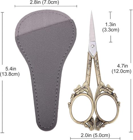 هيتوبتي مقص تطريز كلاسيكي - مقص مدبب حاد ومستقيم 4.7 انش، قصاصة كلاسيكية صغيرة مع غمد للحرف اليدوية والفنون والتطريز والخياطة والديكوباج والغزل والنسيج والخيوط in Kuwait