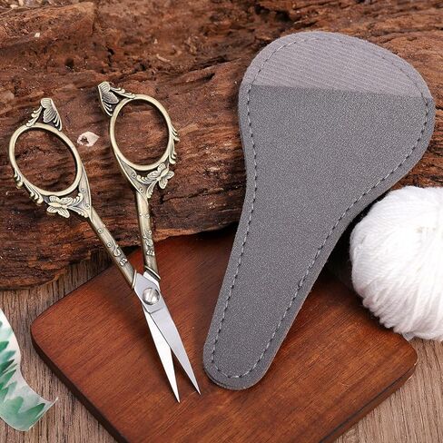 هيتوبتي مقص تطريز كلاسيكي - مقص مدبب حاد ومستقيم 4.7 انش، قصاصة كلاسيكية صغيرة مع غمد للحرف اليدوية والفنون والتطريز والخياطة والديكوباج والغزل والنسيج والخيوط in Kuwait