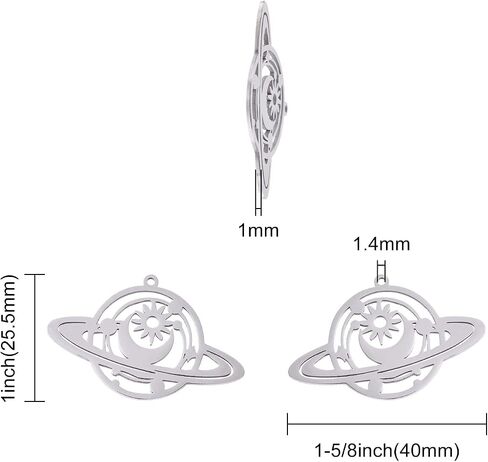 Airssory 50 Pcs Colorful 201 Stainless Steel Filligree Hollow Leaf Shape Pendants Etched Metal for DIY Hairpin Headwear Earring Bookmark Costume Jewelry Making Findings - 47x35mm in Saudi Arabia