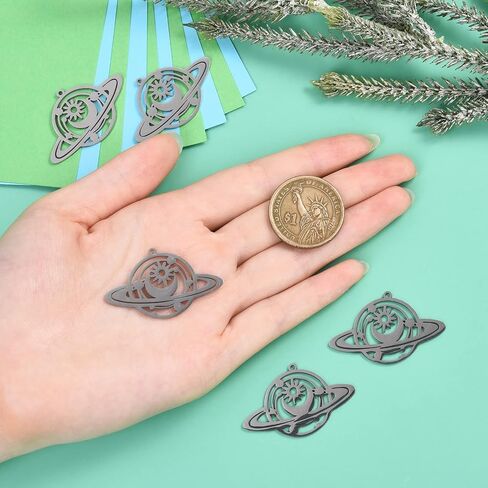 Airssory 50 Pcs Colorful 201 Stainless Steel Filligree Hollow Leaf Shape Pendants Etched Metal for DIY Hairpin Headwear Earring Bookmark Costume Jewelry Making Findings - 47x35mm in Saudi Arabia