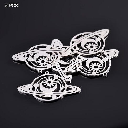 Airssory 50 Pcs Colorful 201 Stainless Steel Filligree Hollow Leaf Shape Pendants Etched Metal for DIY Hairpin Headwear Earring Bookmark Costume Jewelry Making Findings - 47x35mm in Saudi Arabia