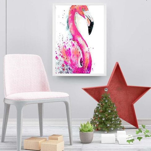 MXJSUA DIY 5D Diamond Painting Flamingo by Number Kits for Adults, Flamingo Diamond Painting Kits Round Drill Diamond Art Kits Picture Arts Craft for Home Wall Art Decor 12x16 inch in Saudi Arabia