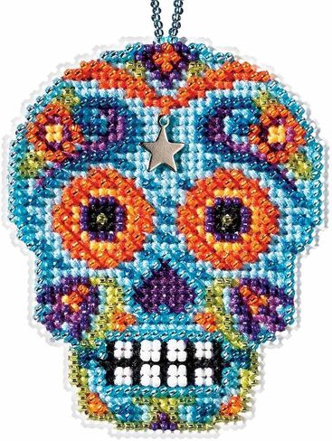 Azul Beaded Cross Stitch Halloween Kit 2016 Mill Hill Calavera Charmed Ornaments MH161625 in Saudi Arabia