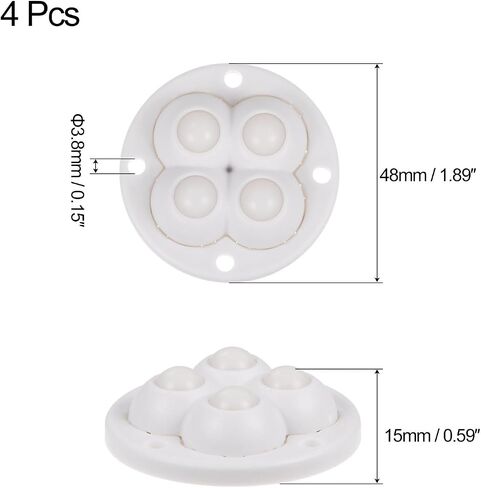 uxcell 4pcs Self Adhesive Mini Caster Wheels Universal Wheel 360° Rotation Nylon Sticky Swivel Pulley for Kitchen Small Appliances Storage Boxes Coffee Makers, White in Saudi Arabia