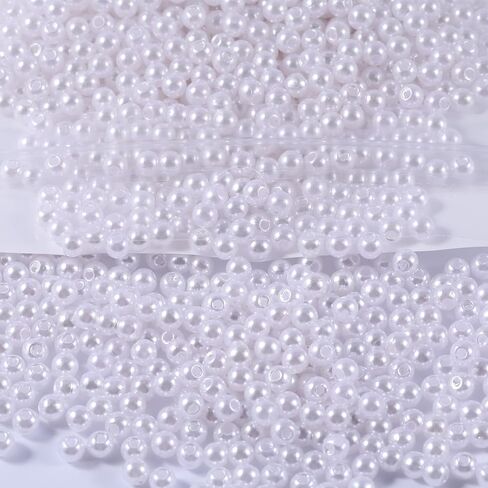 1200 قطعة من خرز اللؤلؤ للحرف اليدوية، خرز لؤلؤ دائري 6 مم مع فتحة لصنع المجوهرات وقلادة سوار يدوية وحشو مزهرية (أسود) in Kuwait
