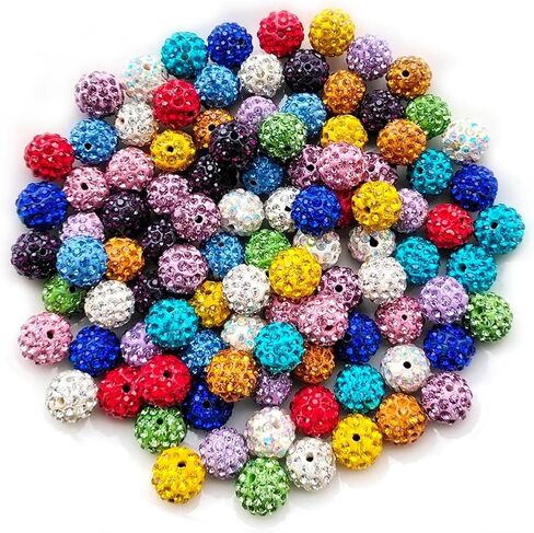 12mm Rhinestone Beads 100pcs 12mm Diameter Charms Mix Colors Randomly for Jewelry Making (Acrylic) in Kuwait