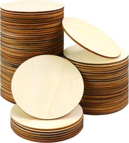 اف اس دبليو سي سي كيه دوائر خشبية غير مكتملة مقاس 3 انش من 85 قطعة، قرص دائري بسمك 0.1 انش، دوائر خشبية دائرية فارغة للحرف اليدوية والرسم وقواعد الاكواب وديكور المنزل والتلطيخ in Kuwait