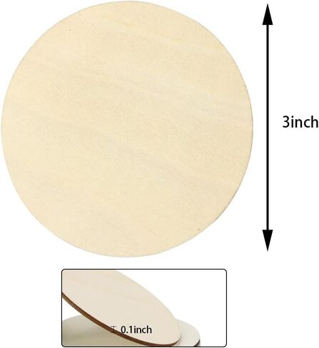 اف اس دبليو سي سي كيه دوائر خشبية غير مكتملة مقاس 3 انش من 85 قطعة، قرص دائري بسمك 0.1 انش، دوائر خشبية دائرية فارغة للحرف اليدوية والرسم وقواعد الاكواب وديكور المنزل والتلطيخ in Kuwait