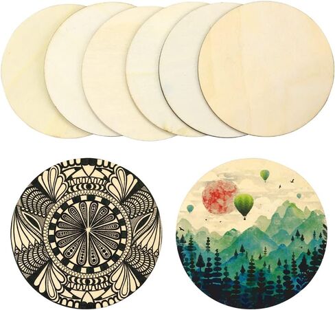 اف اس دبليو سي سي كيه دوائر خشبية غير مكتملة مقاس 3 انش من 85 قطعة، قرص دائري بسمك 0.1 انش، دوائر خشبية دائرية فارغة للحرف اليدوية والرسم وقواعد الاكواب وديكور المنزل والتلطيخ in Kuwait