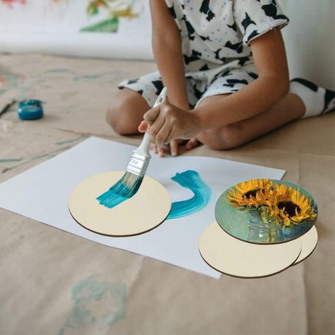 اف اس دبليو سي سي كيه دوائر خشبية غير مكتملة مقاس 3 انش من 85 قطعة، قرص دائري بسمك 0.1 انش، دوائر خشبية دائرية فارغة للحرف اليدوية والرسم وقواعد الاكواب وديكور المنزل والتلطيخ in Kuwait