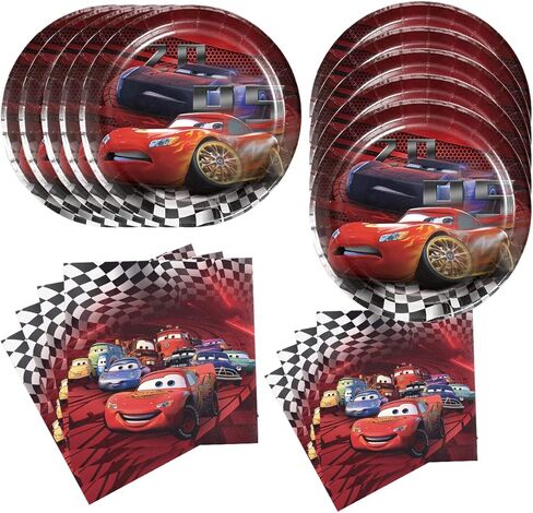 ZEDARO 40Pcs Mcqueen Party Decoration include 20 plates, 20 napkins for the Mcqueen Birthday party Supplies in Kuwait